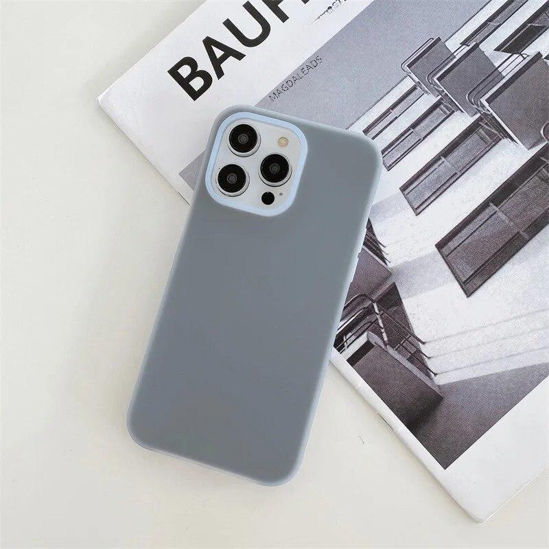 Silicone Fruit Juice Candy Color Phone Case for IPhone 15 14 13 12 Promax Liquid Jelly Trendy Full Cover 15promax Cute Simple