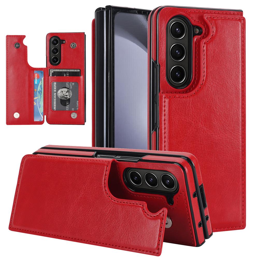 Credit Cards Slot Leather Phone Case For Samsung Galaxy Z Fold 7 Fold 6 5 Fold 4 3 Wallet Kickstand Shockproof Cover