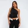Sexy Style Spring Summer New Spicy Girl Women's Clothing Slanted Shoulder Sleeveless Sexy T-shirt Slim Fit Fashionable Vests