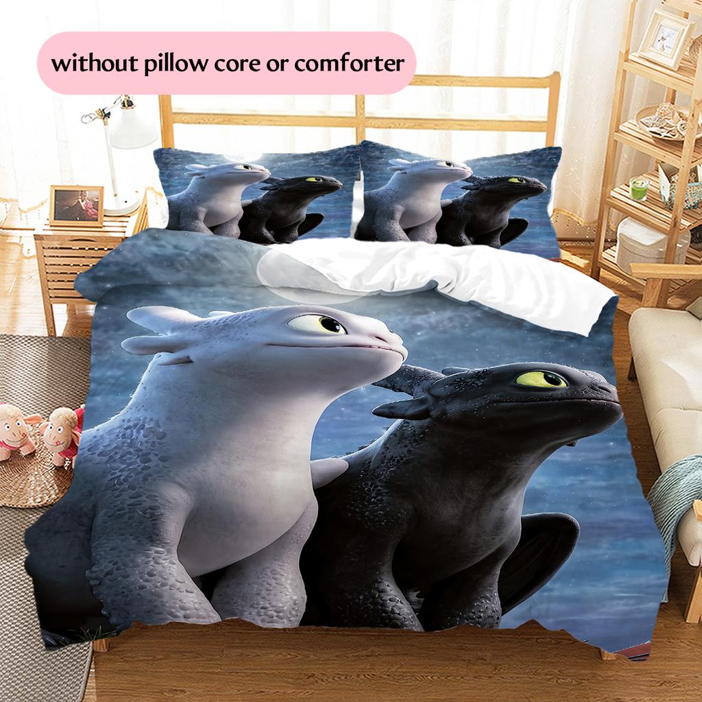How To Train Your Dragon Toothless & Light Fury Duvet Cover & Pillowcases, HTTYD Fan Bedding, Ideal Gift.chl