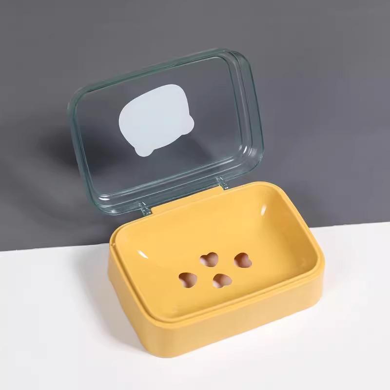 Creative Cute Plastic Soap Dish with Lid: Stylish Soap Holder and Drainer for Bathroom Storage