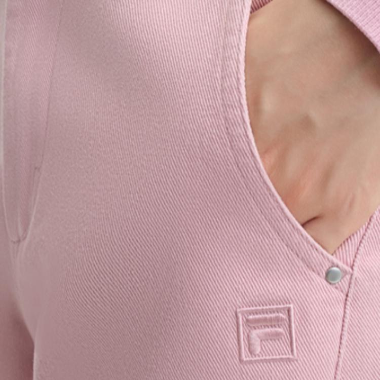 Fila Original Solid Color Cotton Multi-Pocket Loose Functional Cargo Pants Women Pants Dark-Cherry-Blossom F51W449801F-PK