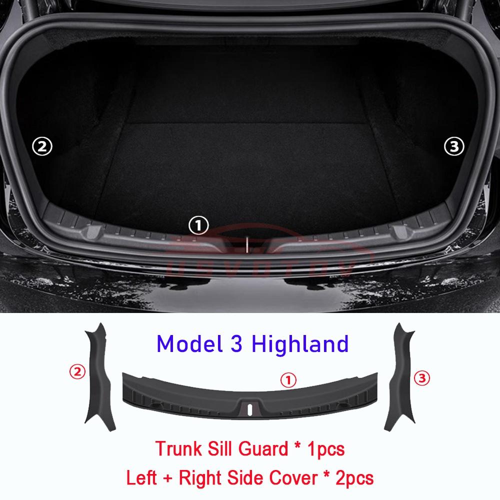 USVOTOV Trunk Sill Protector for Tesla Model 3 highland 2025 2025 Guard Mat Pad Rear Bumper Threshold Cargo Side Cover TPE Strip