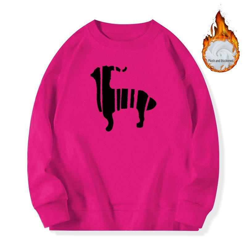 Women's High-End Loose Hoodie with Plus Velvet - Spring/Autumn Pitaya Top