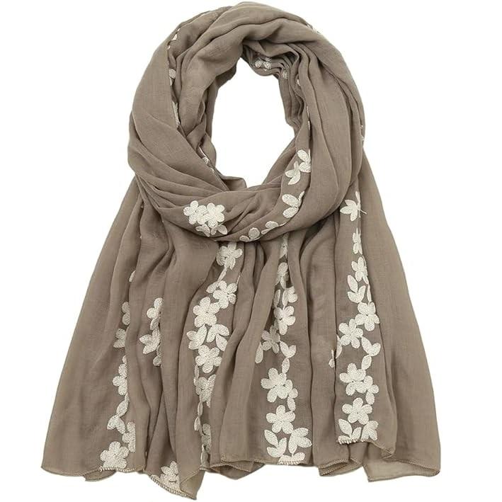 180*80cm Boho Cotton Scarf for Women Lightweight Floral Fashion Flower Scarves Cotton Feeling Shawl Wrap