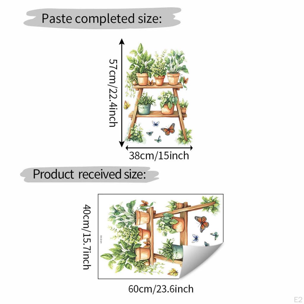 Potted Plant Wall Sticker Garden Decor Easy to Apply Modern Floral Decal PVC Wallpaper