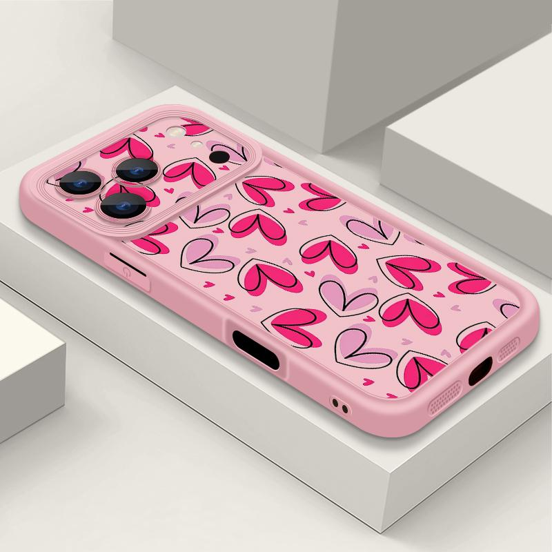 For iPhone 17 Pro Max Case Hand drawn heart-shaped pattern Shockproof Bumper Soft Silicone Cover For iPhone 16 15 14 13 Pro 12 11 16E Air