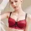 Red Lace Lingerie Set, Ultra-Thin Push-Up Bra, Flattering for Larger Busts, Pure Desire