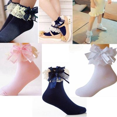 Lovely Short Ankle Sweet Cotton Lace Frilly Ruffle Big Bow Princess Socks