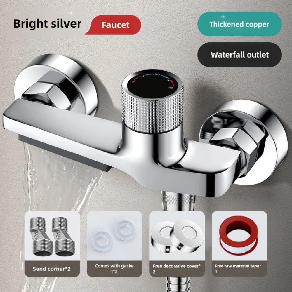 

Настенный смеситель для ванны с душевой лейкой, латунный, хромированный, настенный, для ванной комнаты, душевой смеситель, комплект душевой системы, смеситель горячей и холодной воды