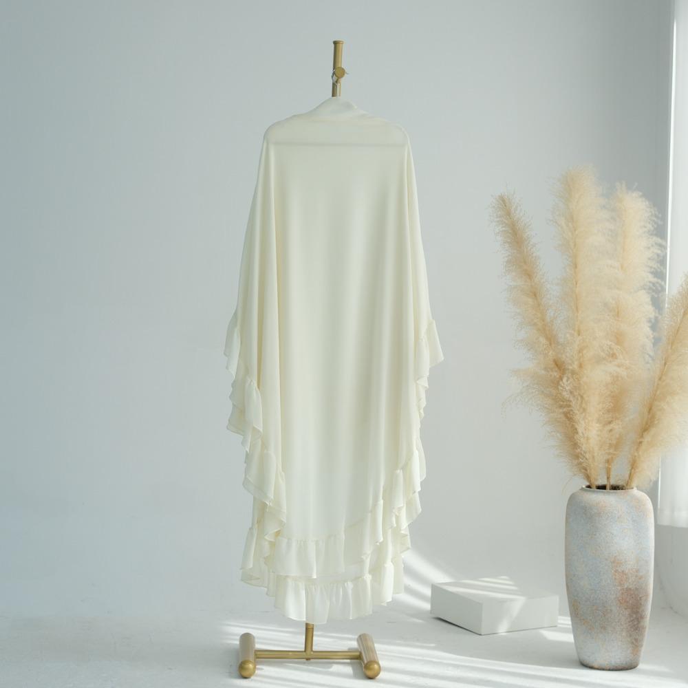 Long Chiffon Ramadan Khimar Abaya Headscarf Prayer Dress Muslim Abaya  Dubai Saudi Black Robe