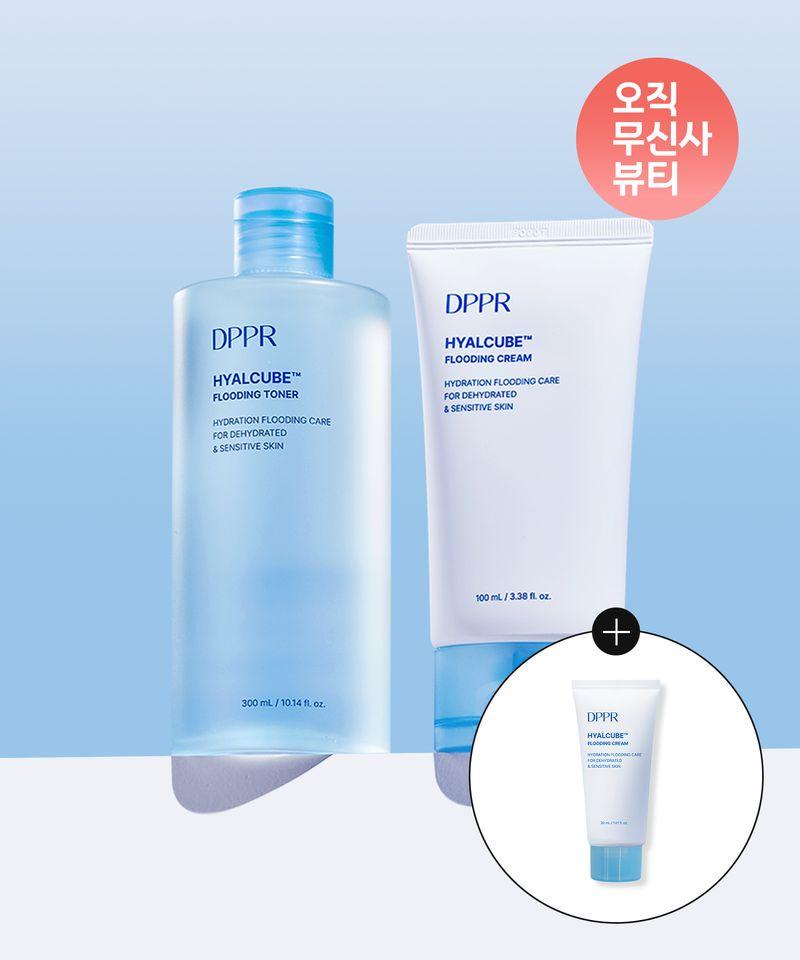 [Moisture Recharge Set] Hyaluronic Acid HyalCube Mildly Acidic Moisture Toner 300ml + Moisture Cream 100ml (+ Free Moisture Cream 30ml)
