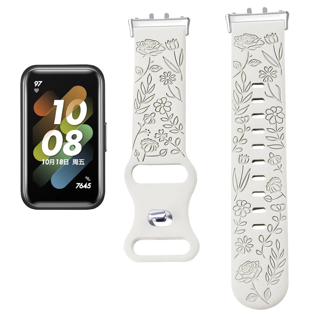 Prints Design Strap for Samsung Galaxy Fit 3 Watch Band Silicone Engraving Bracelet for Samsung Galaxy Fit 3 Floral Wristband