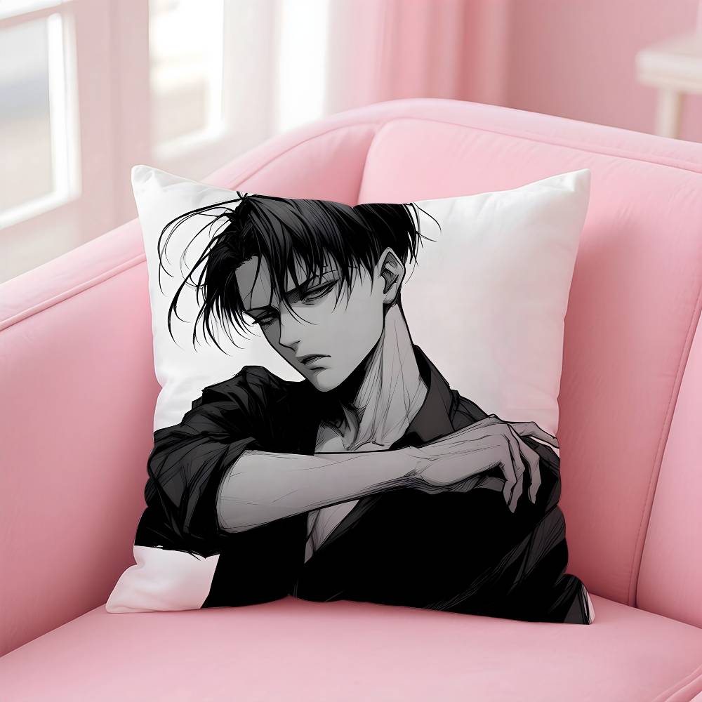 1pc Levi Ackerman Attack On Titan Pillow Case Anti-dustmite Pillowcase Invisible zipper silky short plush Sofa cushion cover