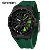 Sanda Men's Waterproof Alloy Car Wheel Design Silicone Wristwatch