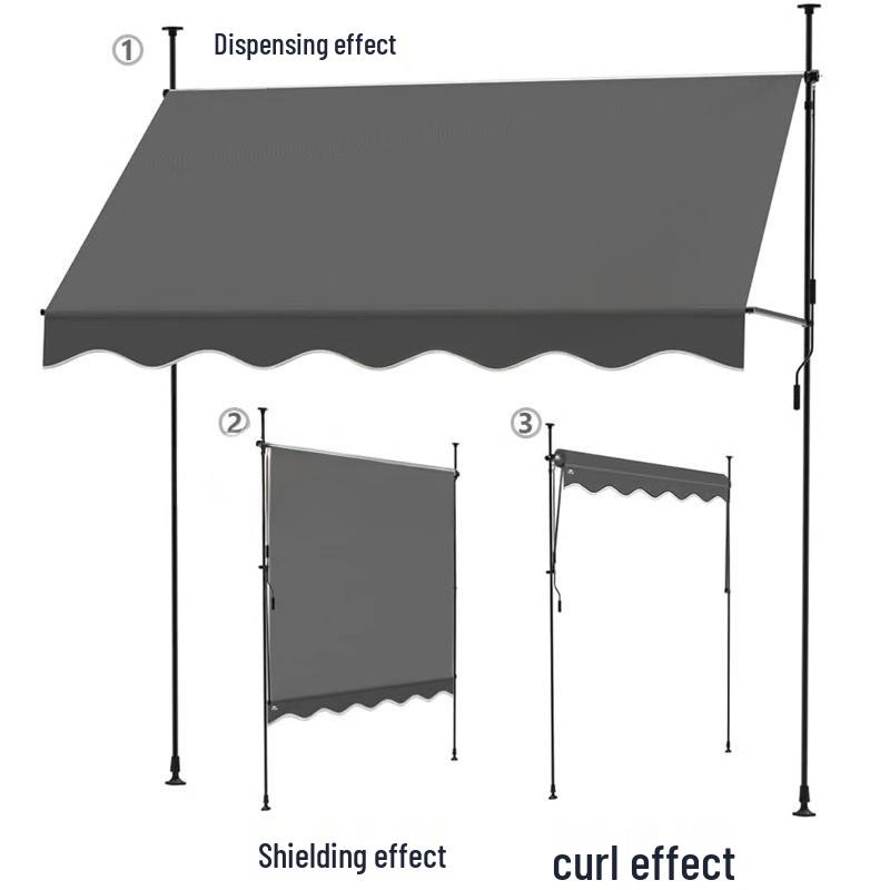 Portable Hand-Crank Sun Shade Tent for Outdoor, Courtyard, Shopfront, Terrace, and Balcony