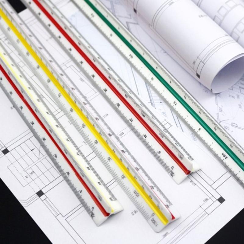 Plastic Scale Ruler, Triangular Ruler, 30cm, Triangular Ruler, Metric Scale 1:20, 1:25, 1:50, 1:75, 1:100, 1:125