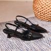 Pointed Toe Buckle Strap Ladies Sandals Solid Shallow Fashion Sexy Party Slingbacks 2025 Summer High Heeled Shoes Woman