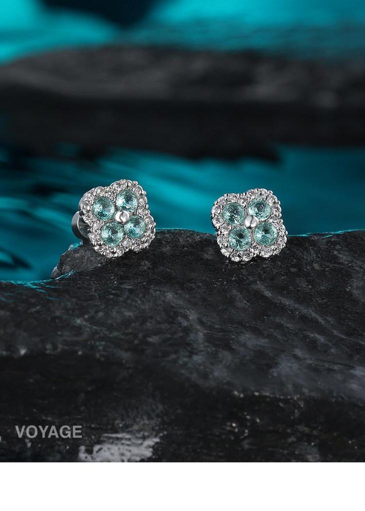 Unique Four-Leaf Clover Zircon Stud Earrings for Women - Healing Titanium Steel, Safe for Sleeping, Perfect for Piercings