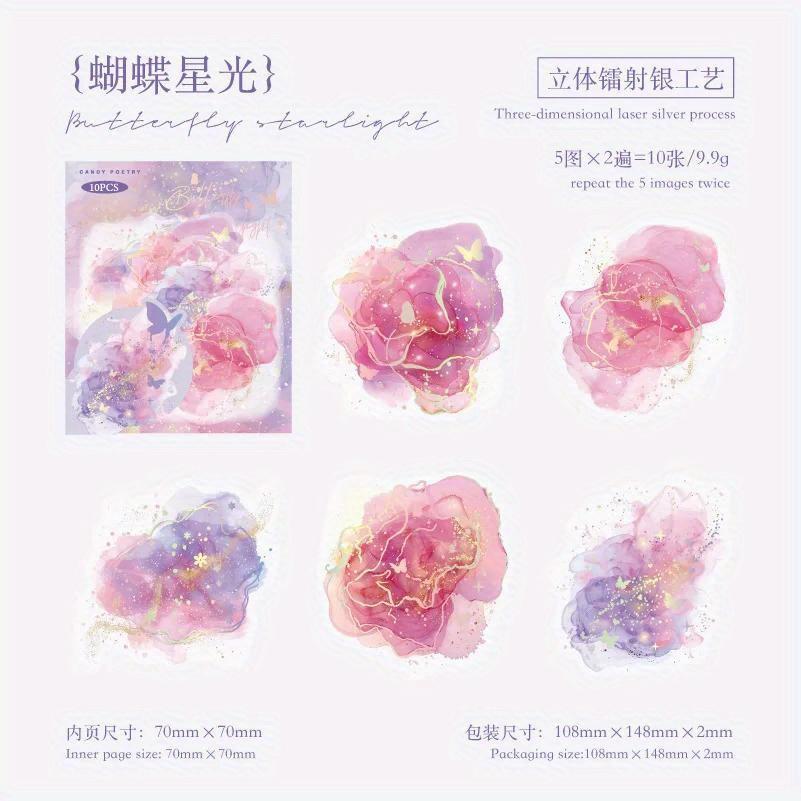 2 Packs Colorful Series Decorative Sticker Watercolor Foil Stamping Collage Scrapbooking Label Diy Diary Journal Planner