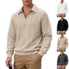 2026 Men's Heavyweight Textured Lapel Zip Polo Sweatshirt for Spring/Autumn