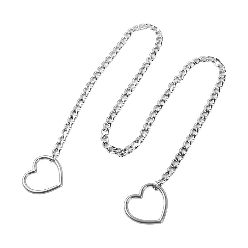 Adjustable Heart-shaped Necklace Stainless Steel O-ring Clavicle Chain  Party Wear
