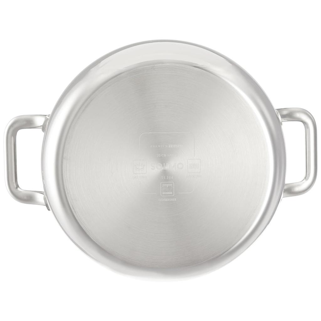 Triply Handi 20 Cm with Glass Lid | Stainless Steel | Uncoated | 3 Liter | Silver