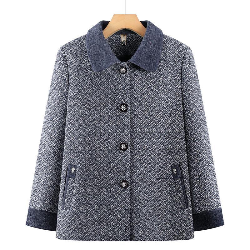 

2026 New Spring/Autumn Plaid Cardigan for Middle-aged and Elderly Women - Stylish Grandma Jacket 5XL (up to 155 lbs)