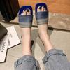 Ladies New Sandals and Slippers Printed Flat-bottomed Slippers Large Size Beach Slippers Easy To Wear Outside Slippers