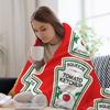 Funny Ketchup Label Throw Blanket Portable Lightweight Blanket for Travel Camping