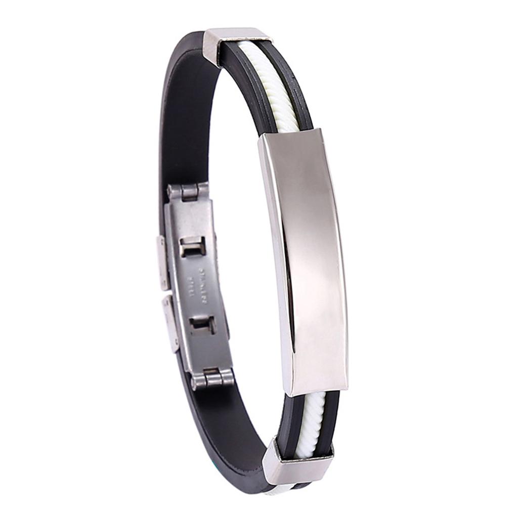 Men's Metal Silicone Bracelet Adjustables All-Match Lightweight Wrist Band For Man For Daily Wear Party Dating Outdoor Travel