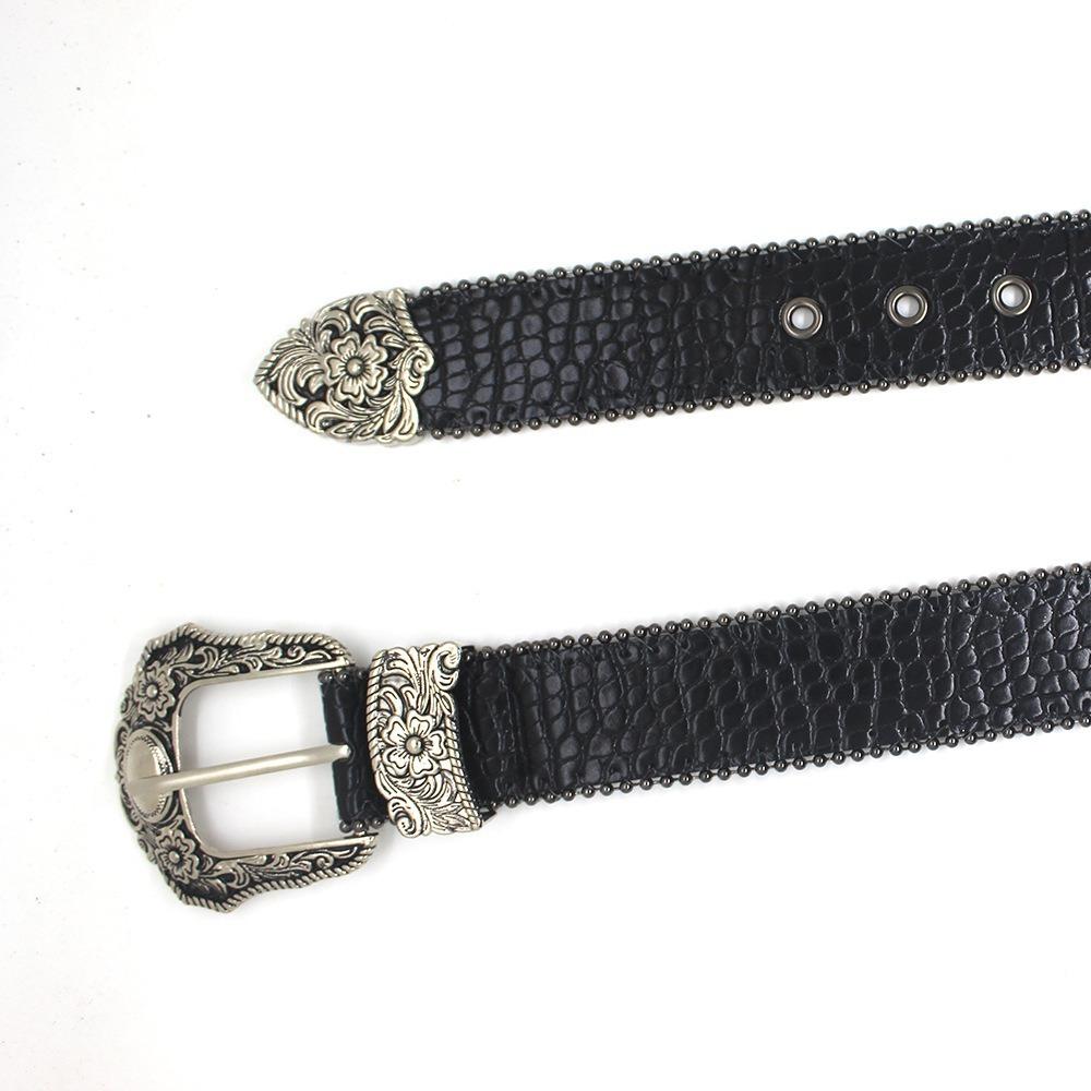 Retro PU Leather Belt Versatile Western Cowboy Belt Y2k Jeans Belt  Unisex