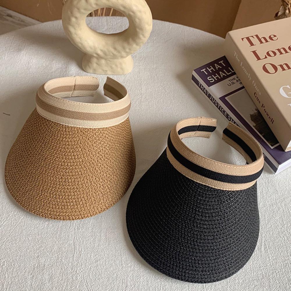 Adjustable Seaside Hollow Hat Large Brim Summer Sun Cap Fashion Lafite Straw Visor Cap  Beach