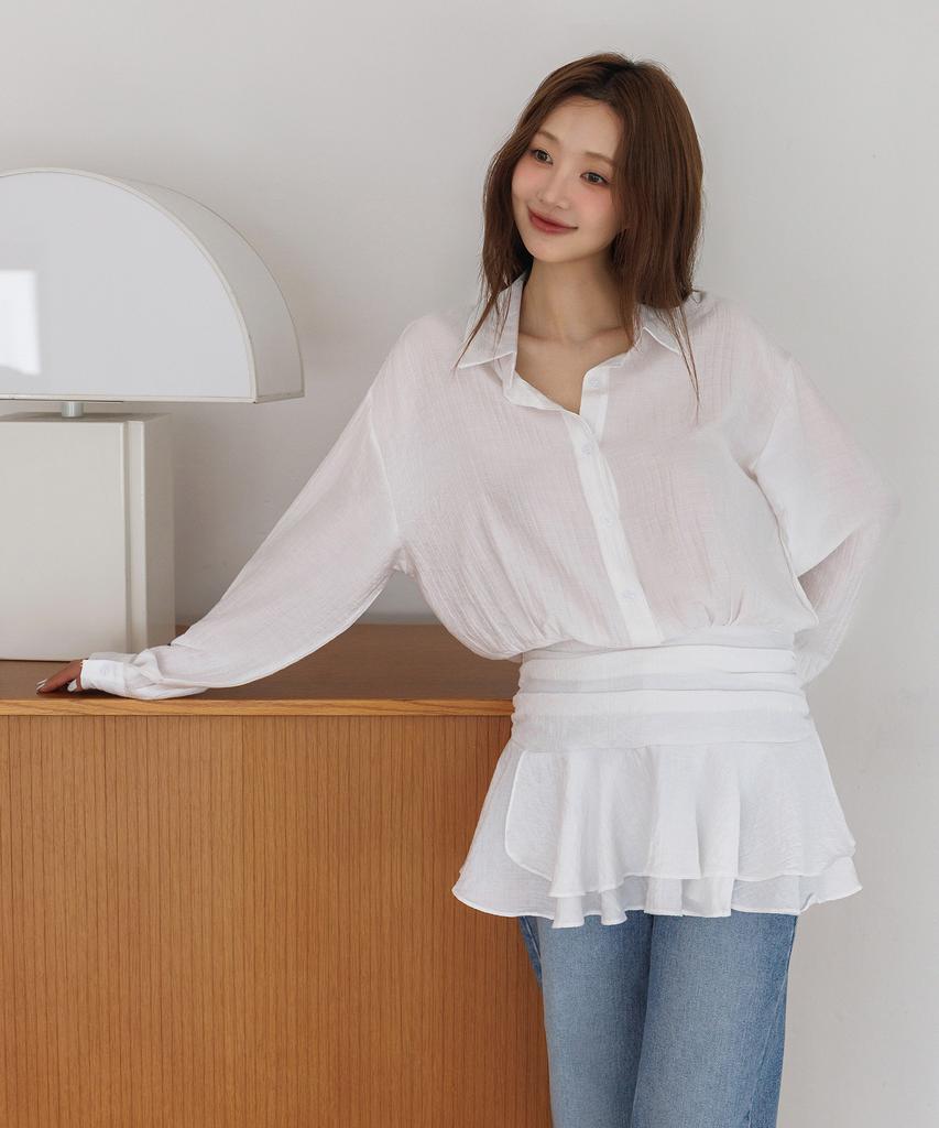 HYFVE Smoked Banding Flare Shirt Dress