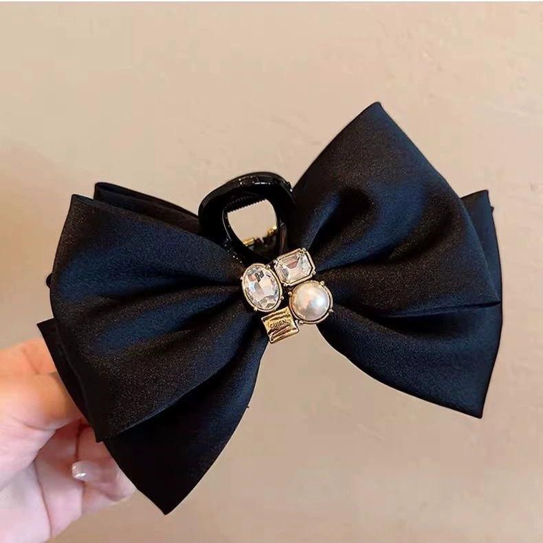 Sweet Mesh Tulle Big Bow Hair Claw Clips for Women Solid Colours Elegant Bowknot Ponytail Clip New Headdress Accessories