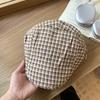 Retro Japanese Beret Women's Spring and Summer Checkered Newsboy Painter Hat Forward Hat Suitable for Outdoor Leisure