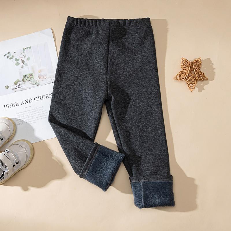 Winter Girls' Long Trousers Thickened Fleece-lined Tight-fitting Elastic and Slim-fitting Candy-colored Keep Your Princess Cozy