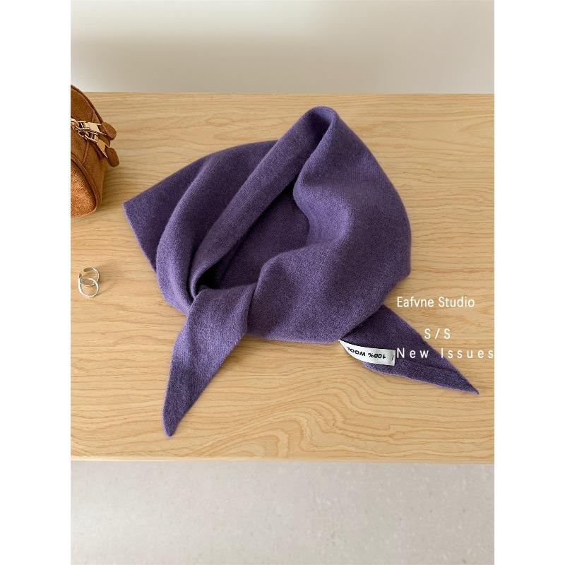 All Wool Knitted Triangular Scarf A Solid Color Versatile Shawl for Autumn and Winter  A Warm Shoulder Shield