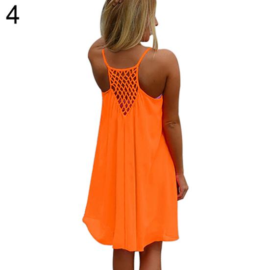 Sexy Damen-Sommerkleid, lässig, ärmellos, Träger, rückenfrei, Strandkleid für Abendparty