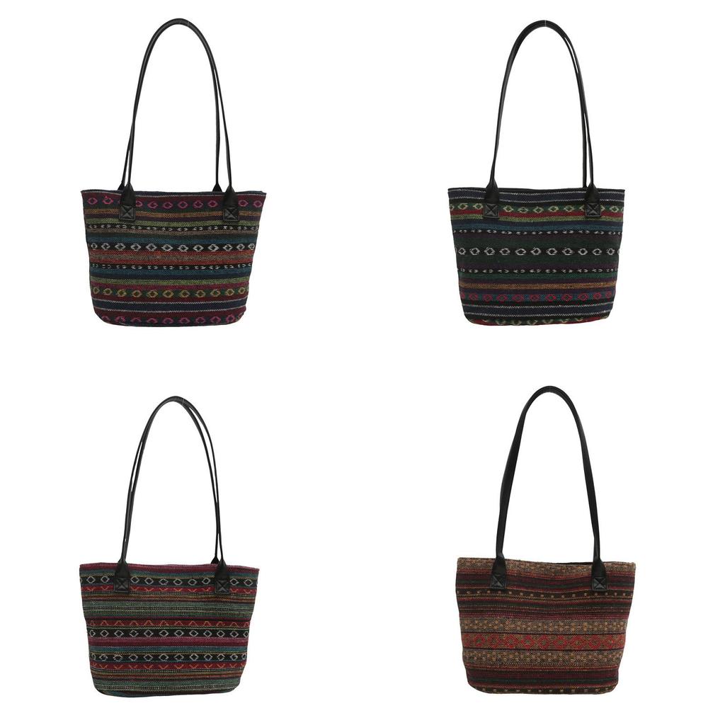 Ethnic Style Tote Bag For Women Large Capacity Summer Fashion With Zipper Closure For Daily Use