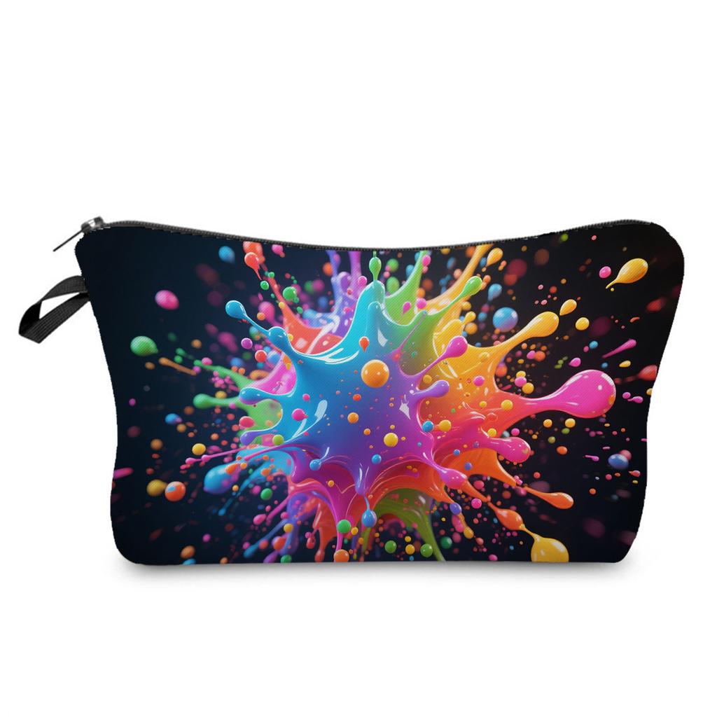 Color pattern printed cosmetic bag, nail polish lipstick storage bag, travel wash clutch bag
