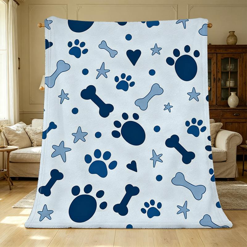 High-Density Plush Pet Theme Fleece Blanket - Soft Warm Cozy for Home Napping, Relax, Christmas & Halloween