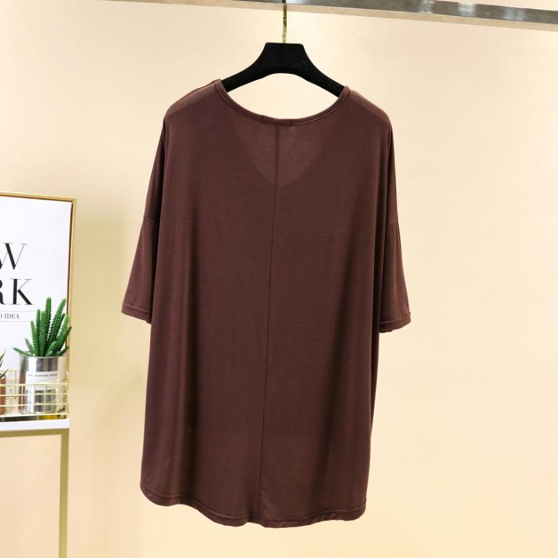 Spring Summer Women's Dusty V Neck Batwing Sleeve High Low Hem T-Shirt