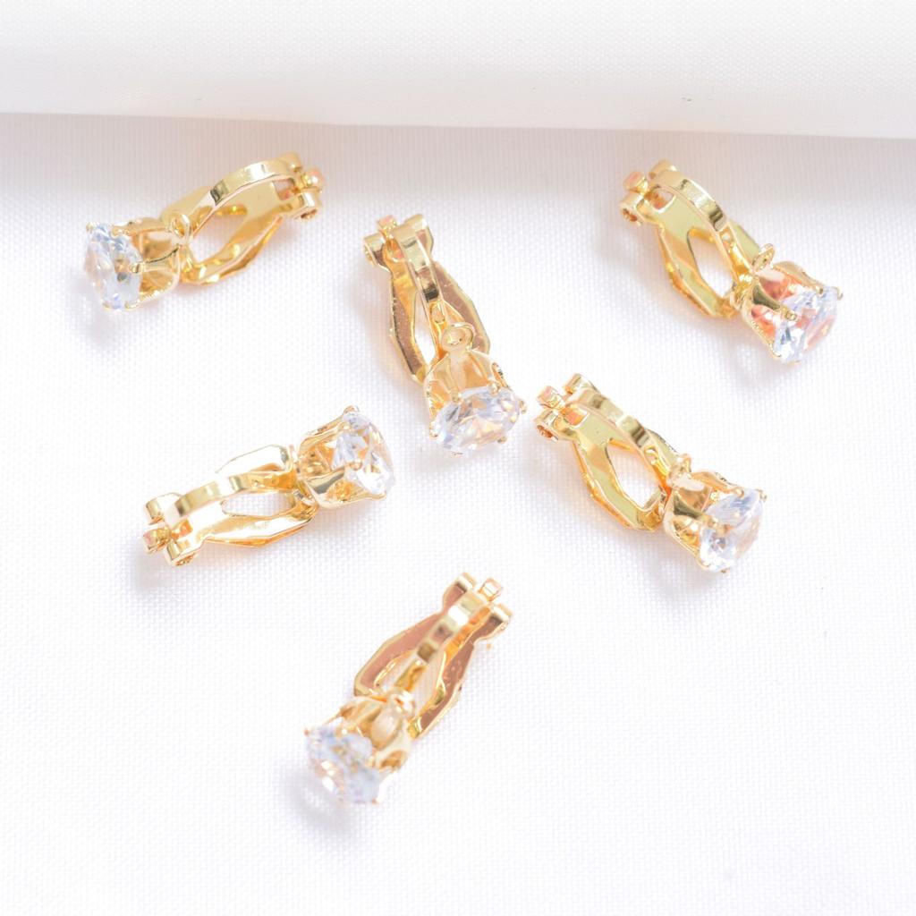 10pcs 18k Gold Ear Clip Converter Painless Invisible Spiral Diamond Without Ear Piercing Ear Clip DIY Earrings Ear Clip Accessories