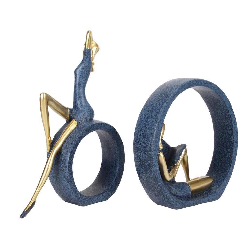 Resin OK Girl Statue Girl Reading Figurine Yoga Girl Ornament for Bookshelf Bedroom Gift Decoration