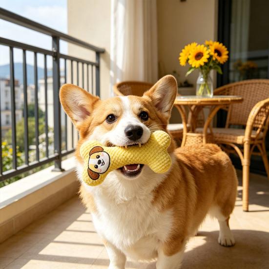 Plush Bone Dog Toy Soft Bone Dog Chew Toy with Gentle Sound Low Noise Tooth Cleaning Toy for Small Medium Dogs Teething Snuggling