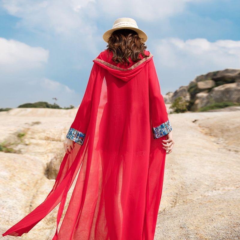 

Фотография пустынного морского побережья Санья Туризм Этнический стиль Блузка Red M