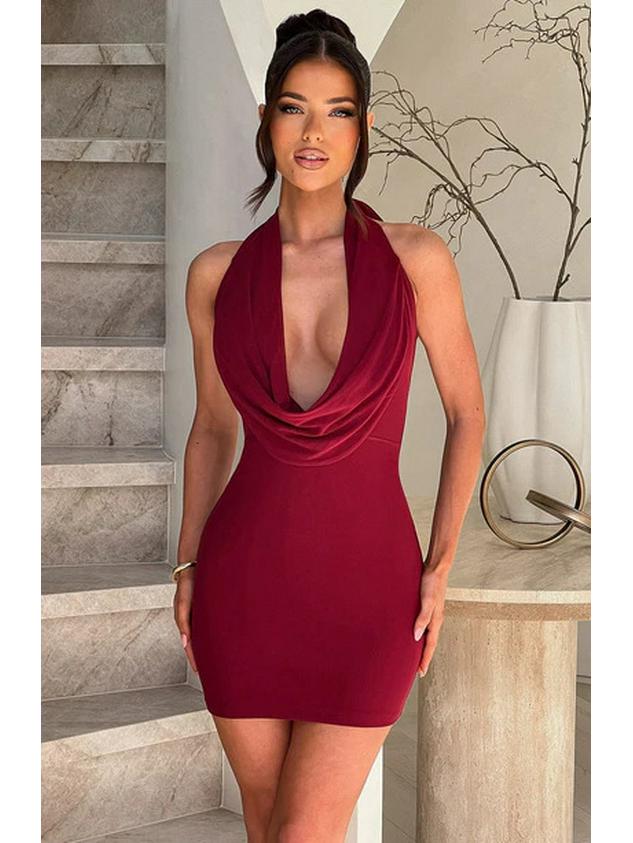 2024 Summer Women's Elegant Strapless Halter V-neck Dress - Waist-cinching, Hip-wrapping Style
