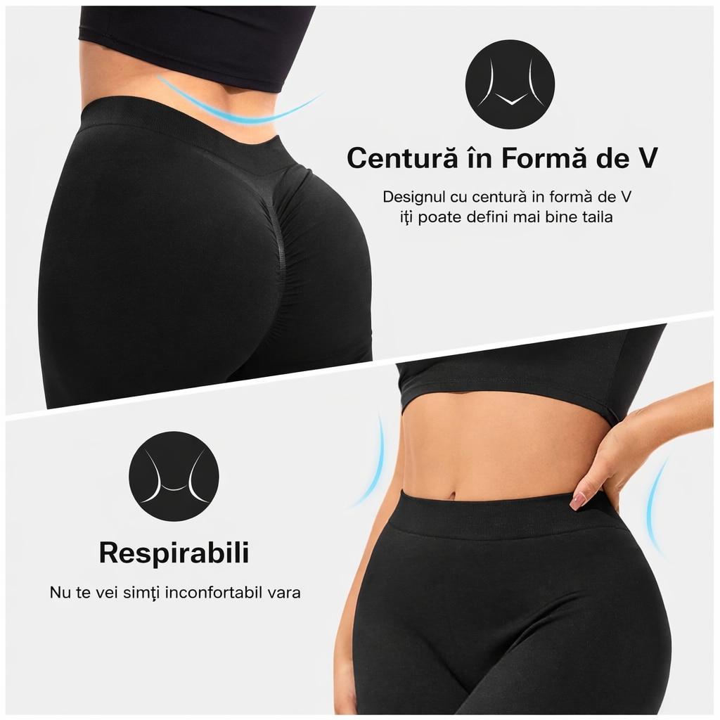 Colanti Sport Push Up for Women Booty Scrunch High Waist Seamless Black - Gym Yoga Training