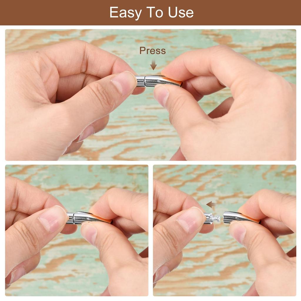 Leather Cord End 6pcs 3mm Hole Column Clasp Stainless Steel Clasp Closure Leather Cord Buckle for DIY Supplies Silver [uxcell] Clasp, Connector,